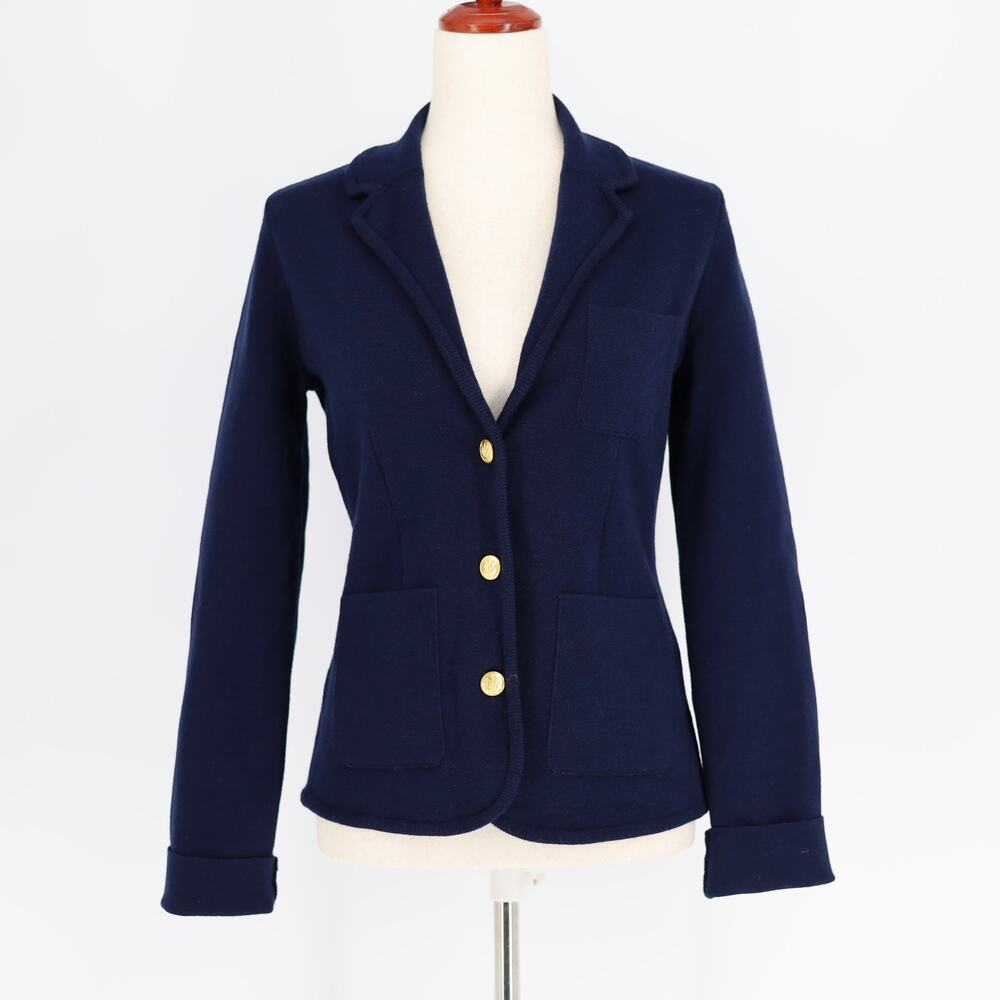 Rag & Bone Women Navy Merino Wool Knit Alex Slim Front Button Blazer Size S - Picture 5 of 11